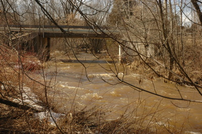 flood downstream of bridge